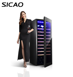 SICAO 200L mặt kính đen toàn bộ, cửa kính làm mát rượu độc lập